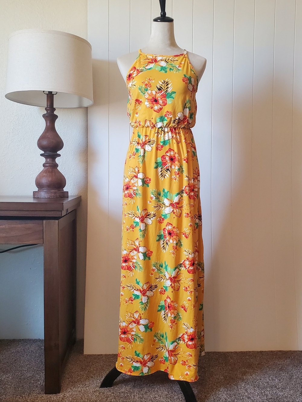 Yellow Summer Floral Maxi Dress
